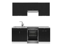 Mueble de cocina negro a rayas/blanco 200x46x81.6 fame-line