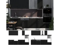 Mueble de cocina negro a rayas/blanco 300x60x81.6 fame-line