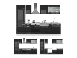 Mueble de cocina negro brillo/blanco 300x60x81.6 r-line