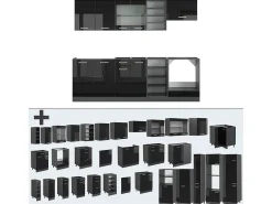 Mueble de cocina negro/antracita de alto brillo 240x60x81.6 r-line