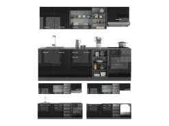 Mueble de cocina negro/antracita de alto brillo 240x46x81.6 r-line
