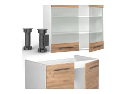 Mueble de cocina oro potencia roble/blanco 240x46x81.6 fame-line