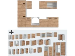 Mueble de cocina oro potencia roble/blanco 300x46x81.6 r-line