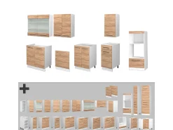 Mueble de cocina oro potencia roble/blanco 300x60x81.6 fame-line