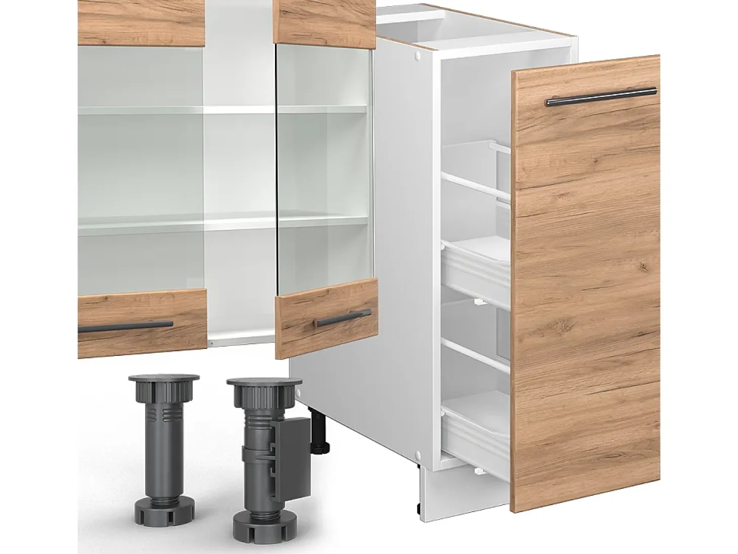 Mueble de cocina oro potencia roble/blanco 280x60x81.6 fame-line