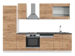 Mueble de cocina oro potencia roble/blanco 300x60x81.6 fame-line