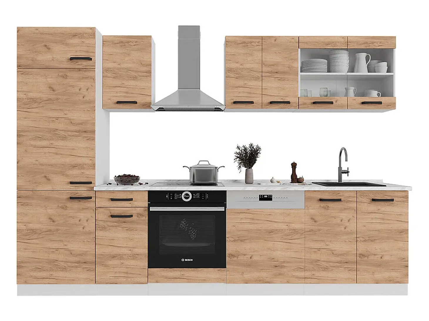 Mueble de cocina oro potencia roble/blanco 300x60x81.6 r-line