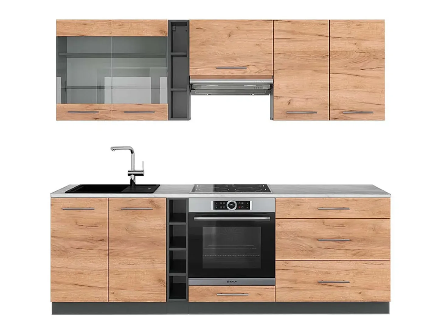 Mueble de cocina oro power roble/antracita 235x60x81.6 fame-line