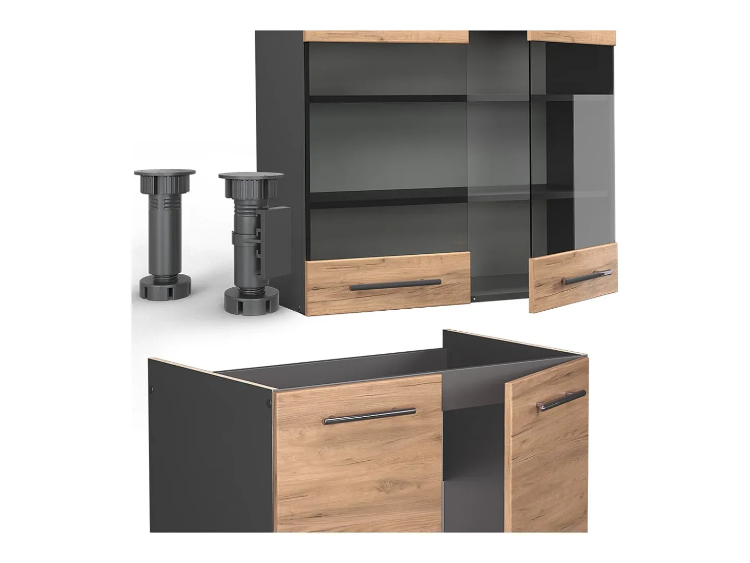 Mueble de cocina oro power roble/antracita 235x60x81.6 fame-line