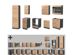 Mueble de cocina oro power roble/antracita 300x60x81.6 fame-line
