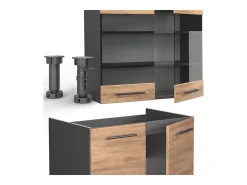 Mueble de cocina oro power roble/antracita 200x60x81.6 fame-line