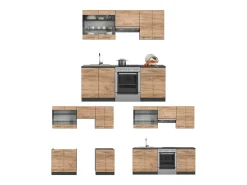 Mueble de cocina oro power roble/antracita 200x60x81.6 fame-line