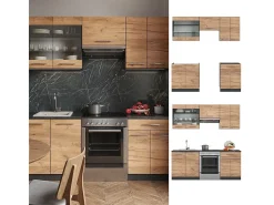 Mueble de cocina oro power roble/antracita 200x60x81.6 fame-line