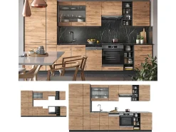 Mueble de cocina oro power roble/antracita 355x60x81.6 fame-line