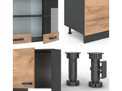 Mueble de cocina oro power roble/antracita 300x46x81.6 r-line