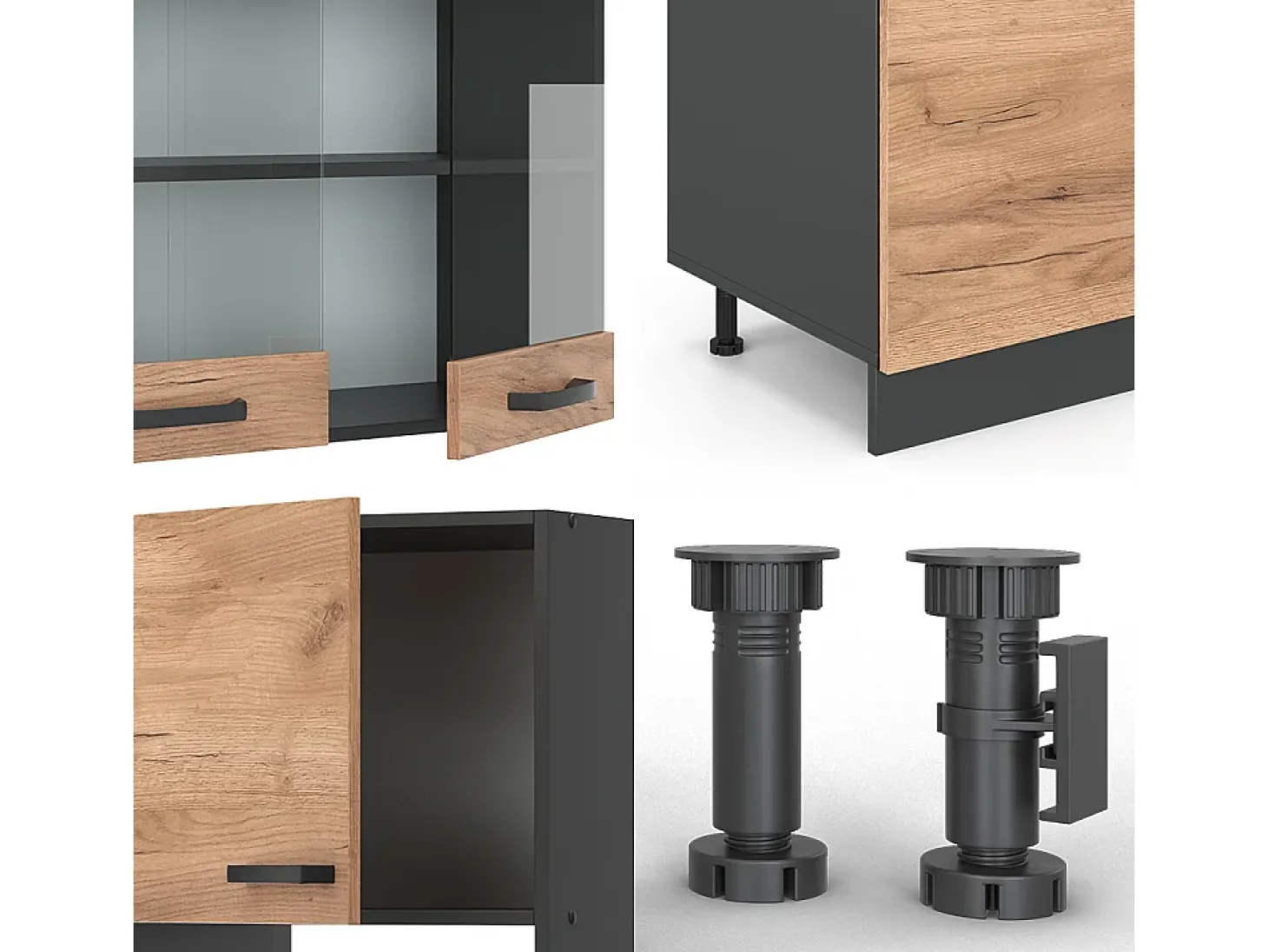 Mueble de cocina oro power roble/antracita 300x46x81.6 r-line