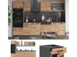 Mueble de cocina oro power roble/antracita 300x46x81.6 r-line