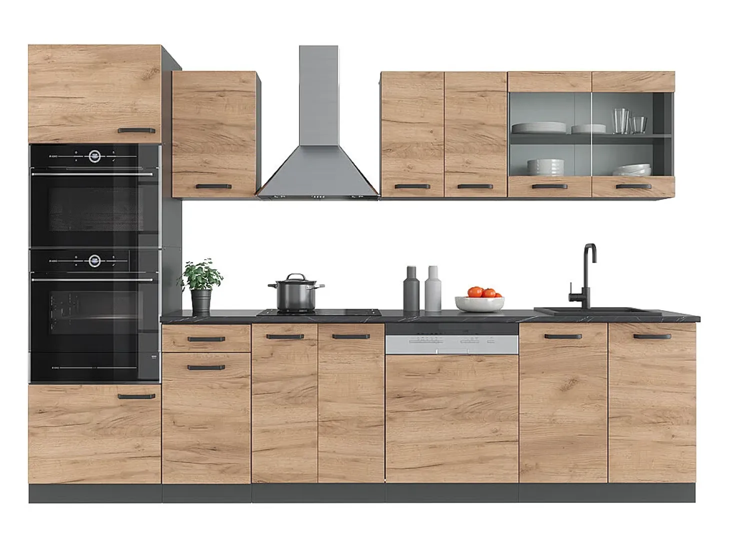 Mueble de cocina oro power roble/antracita 300x46x81.6 r-line