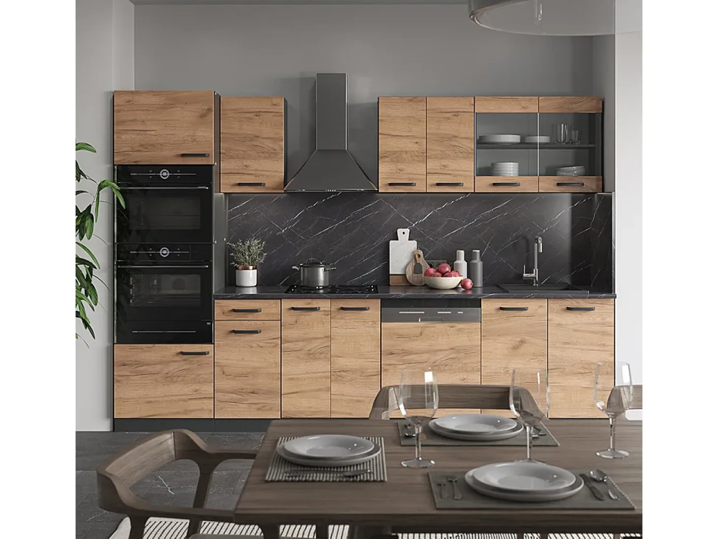 Mueble de cocina oro power roble/antracita 300x60x81.6 r-line