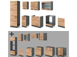 Mueble de cocina oro power roble/antracita 300x60x81.6 r-line