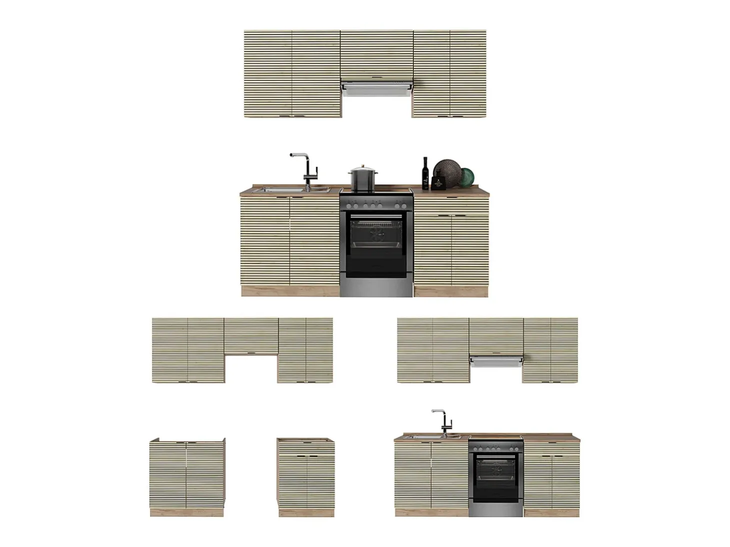 Mueble de cocina panel de roble/roble goldkraft 200x46x81.6 fame-line