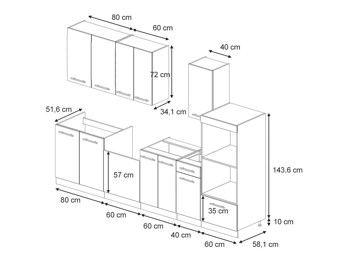 Mueble de cocina panel de roble/roble goldkraft 300x46x81.6 fame-line