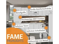 Mueble de cocina panel de roble/antracita 300x46x81.6 fame-line