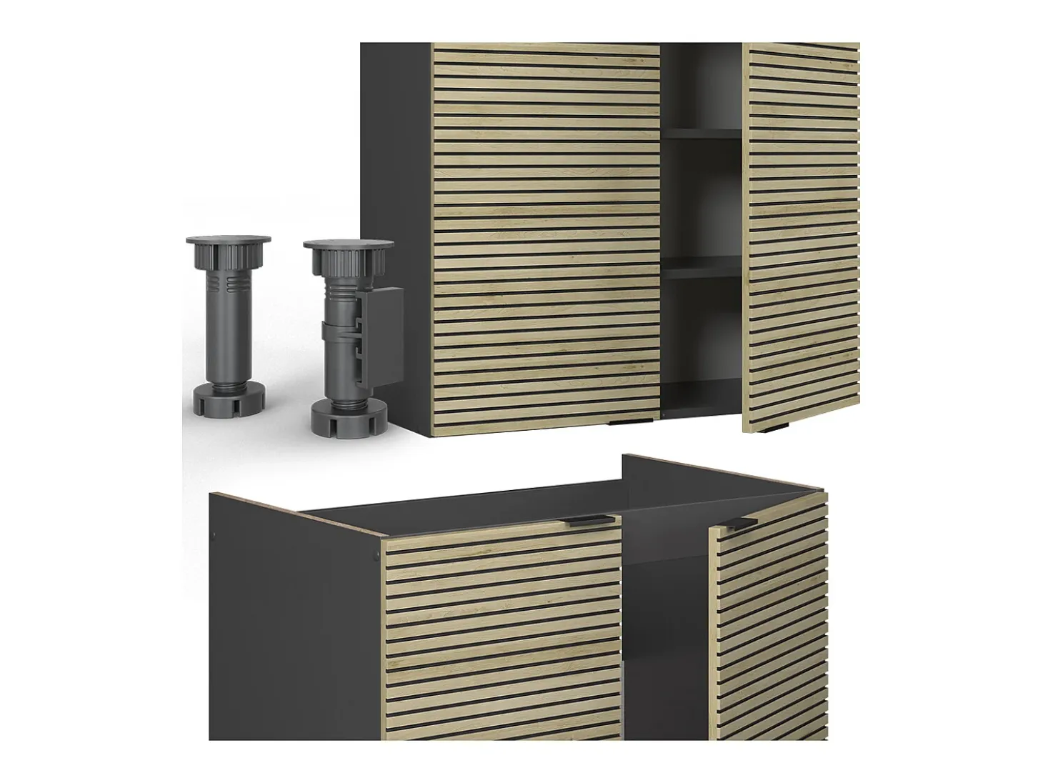 Mueble de cocina panel de roble/antracita 240x60x81.6 fame-line