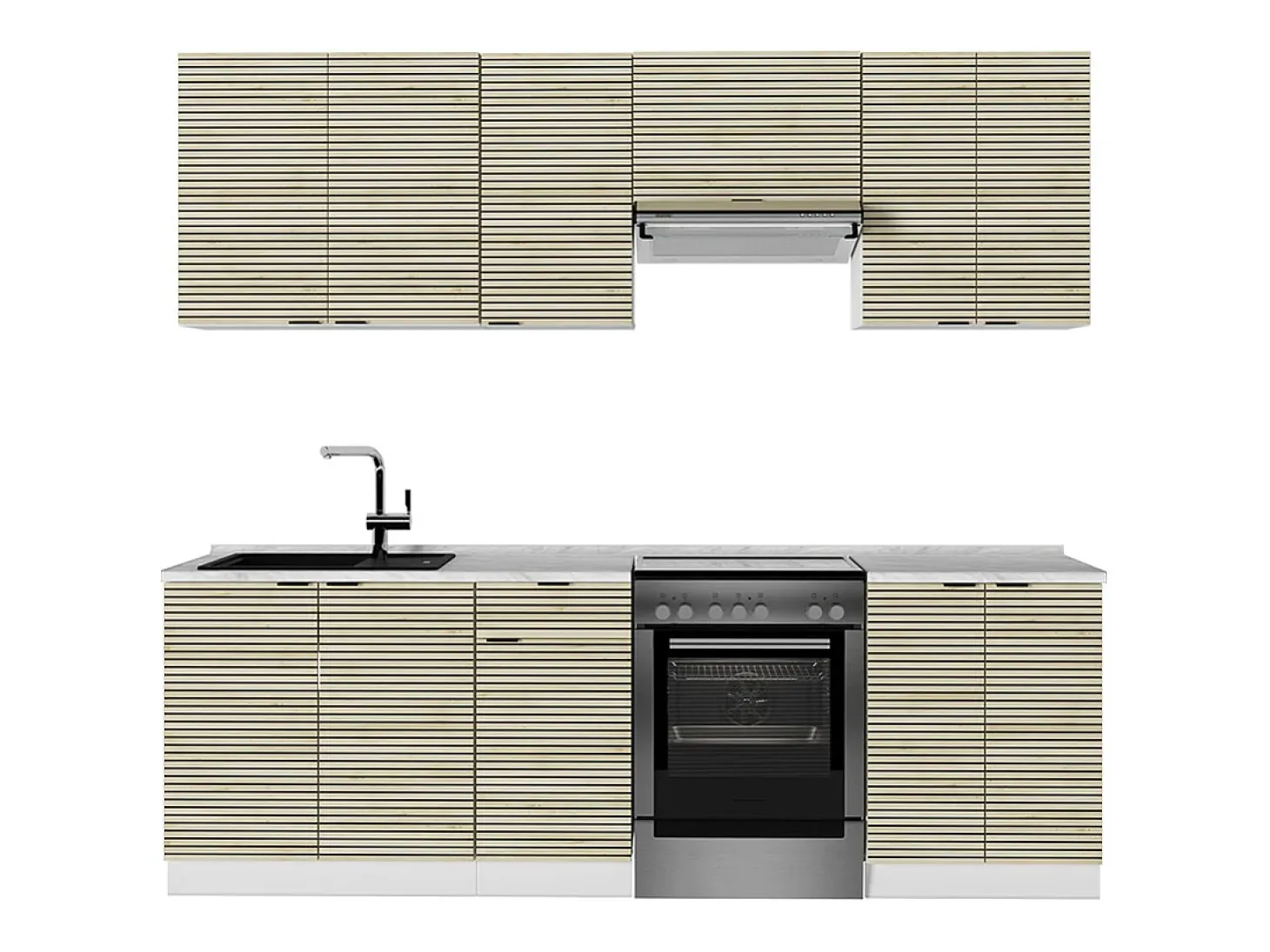 Mueble de cocina panel roble/blanco 240x60x81.6 fame-line