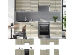 Mueble de cocina panel roble/blanco 240x60x81.6 fame-line