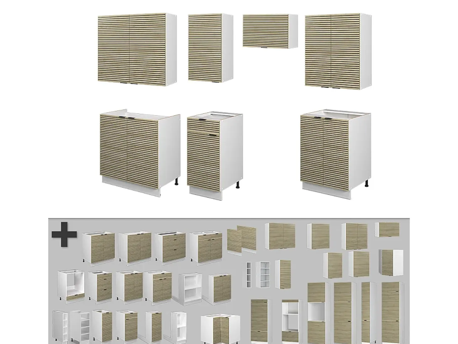 Mueble de cocina panel roble/blanco 240x60x81.6 fame-line