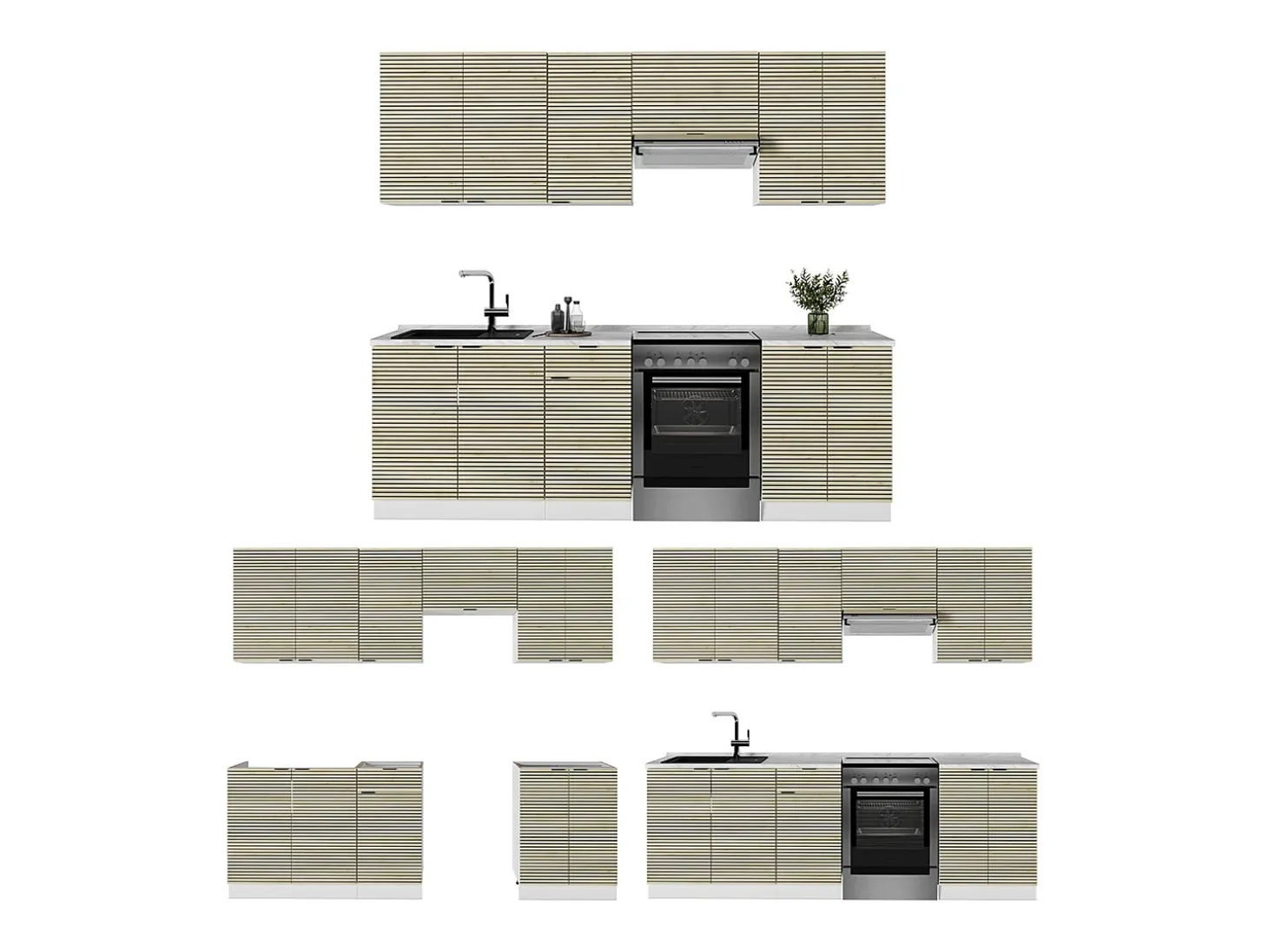 Mueble de cocina panel roble/blanco 240x60x81.6 fame-line