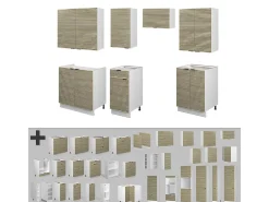 Mueble de cocina panel roble/blanco 240x46x81.6 fame-line