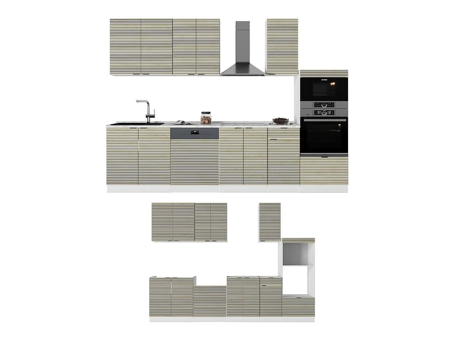 Mueble de cocina panel roble/blanco 300x60x81.6 fame-line