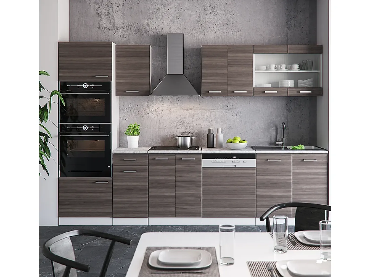 Mueble de cocina precioso gris/blanco 300x60x81.6 r-line