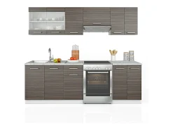Mueble de cocina precioso gris/blanco 240x60x81.6 raul