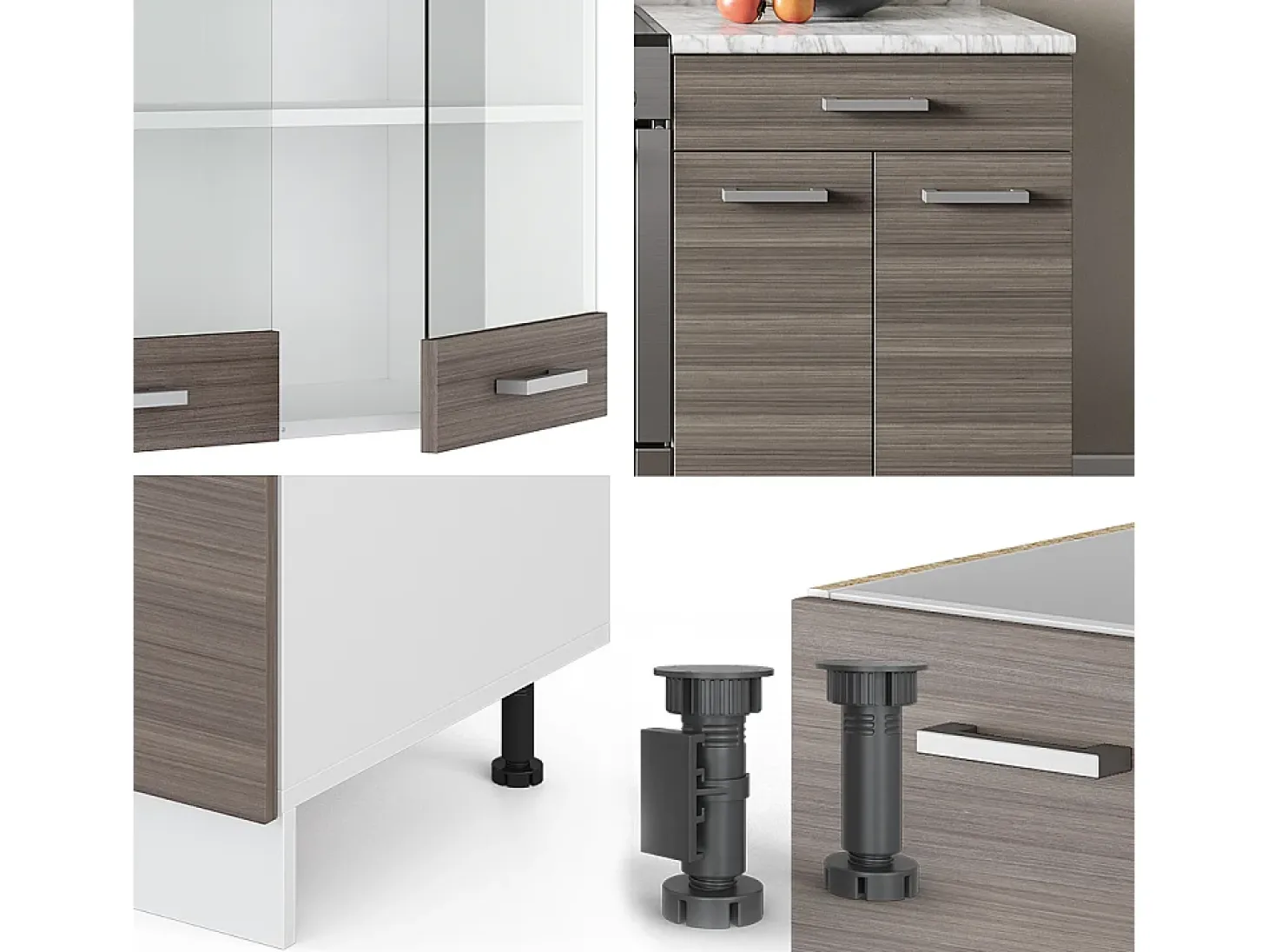 Mueble de cocina precioso gris/blanco 200x60x81.6 r-line