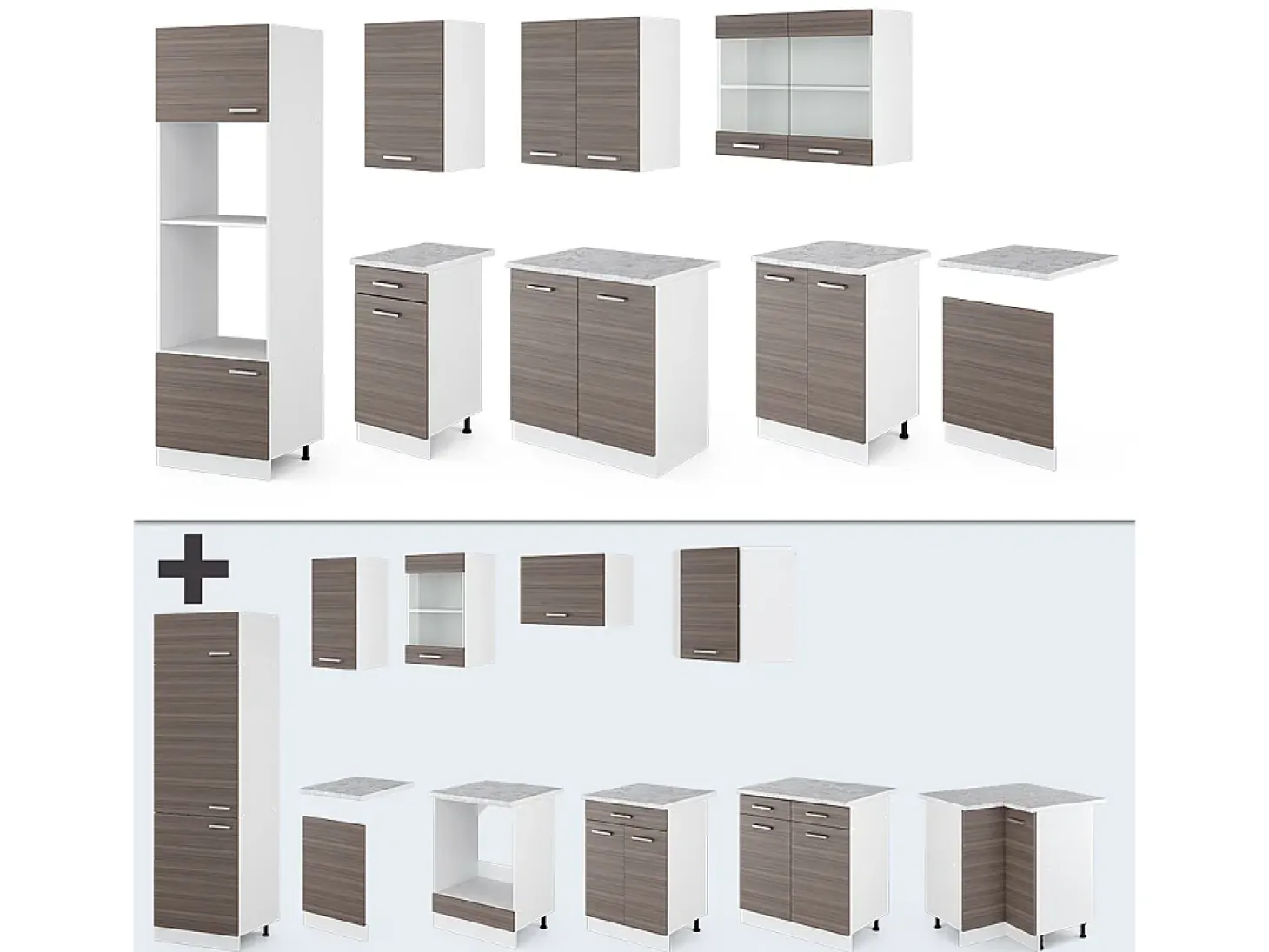 Mueble de cocina precioso gris/blanco 300x60x81.6 r-line