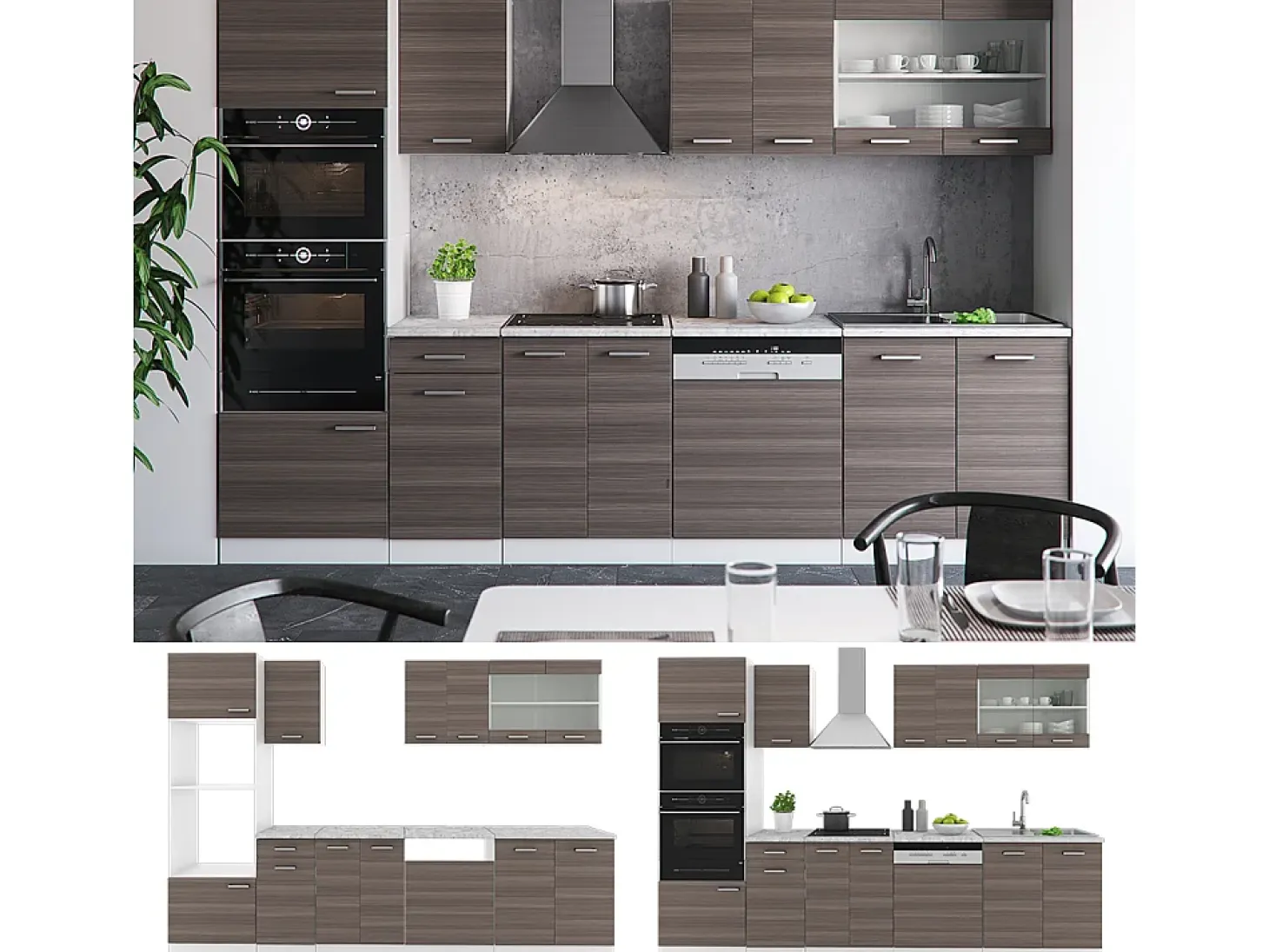 Mueble de cocina precioso gris/blanco 300x60x81.6 r-line