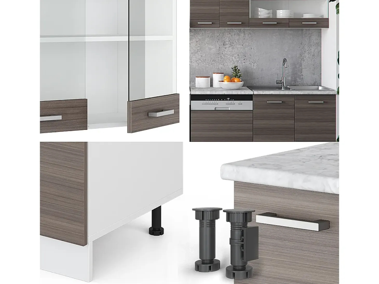 Mueble de cocina precioso gris/blanco 300x46x81.6 r-line