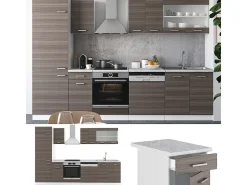 Mueble de cocina precioso gris/blanco 300x46x81.6 r-line