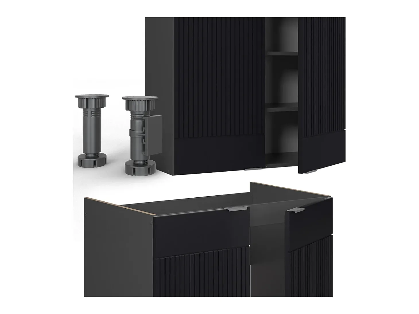 Mueble de cocina rayas negras/antracita 240x60x81.6 fame-line