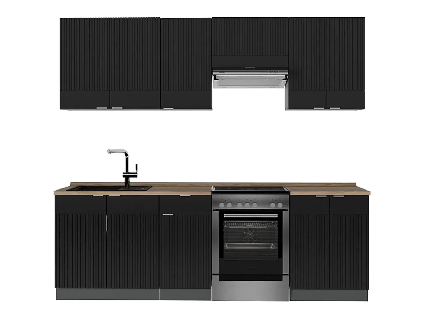 Mueble de cocina rayas negras/antracita 240x60x81.6 fame-line