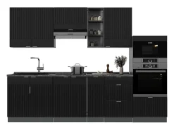 Mueble de cocina rayas negras/antracita 280x46x81.6 fame-line