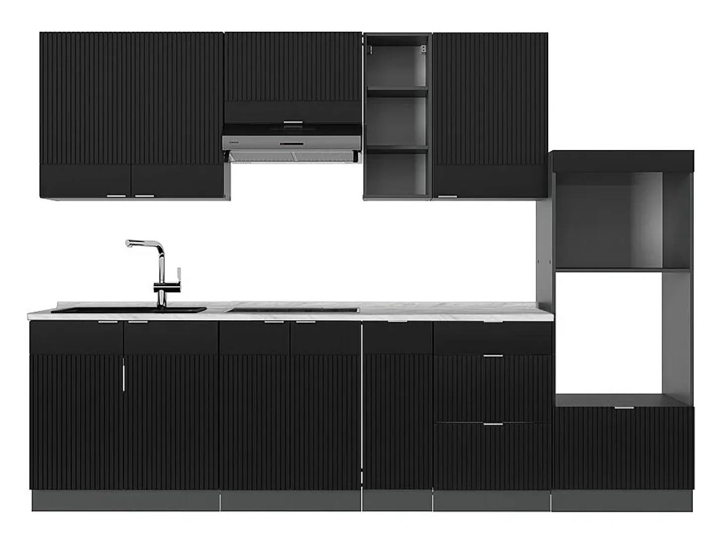 Mueble de cocina rayas negras/antracita 280x46x81.6 fame-line