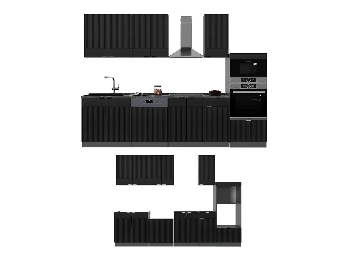 Mueble de cocina rayas negras/antracita 300x60x81.6 fame-line