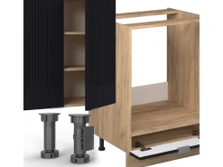 Mueble de cocina rayas negras/roble dorado 300x60x81.6 fame-line