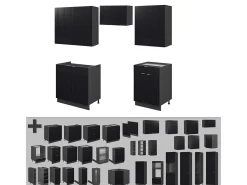 Mueble de cocina rayas negras/antracita 200x46x81.6 fame-line