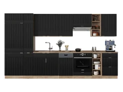 Mueble de cocina rayas negras/roble dorado 355x60x81.6 fame-line