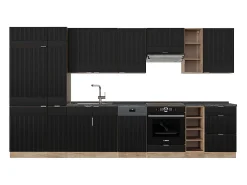 Mueble de cocina rayas negras/roble dorado 355x60x81.6 fame-line